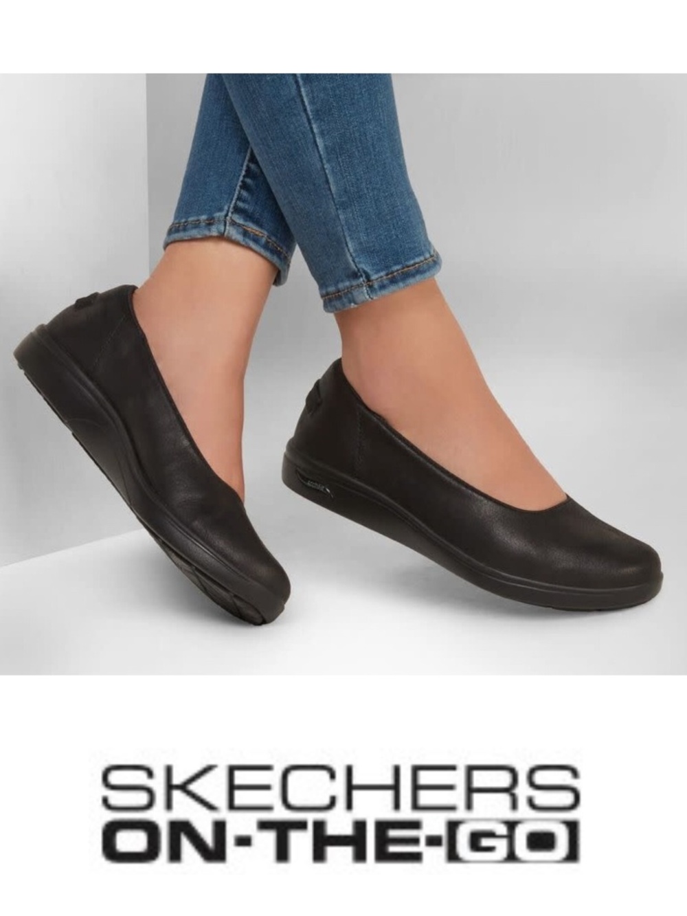 Like New! Skechers OnTheGo Arch Fit Uplift Comfy Zone Ballet Flat Black Size 8